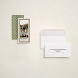 "Blockprint" - Tall Holiday Cards in Sage by Lottie Aldarwish - Assembled