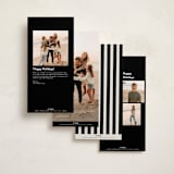"Archival Border" - Tall Holiday Cards in Coal by Jackie Crawford - Back of Card Options