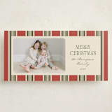 "Antique Stripes" - Tall Holiday Cards in Berry by Robert and Stella - Front