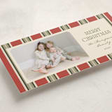 "Antique Stripes" - Tall Holiday Cards in Berry by Robert and Stella - Detail