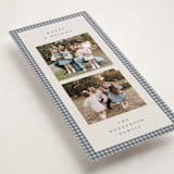 "Gingham Border" - Tall Holiday Cards in Blue Spruce by Kelly Watkins - Detail