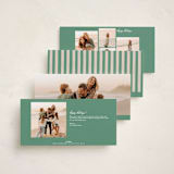 "Vintage Stripes" - Tall Holiday Cards in Chartreuse by Stacey Day - Back of Card Options