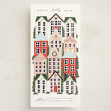 "Holiday Village" - Tall Holiday Cards in Snow by Hannah Williams - Front