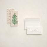 "Retro Tree" - Tall Holiday Cards in Poinsettia by Gwen Bedat - Assembled