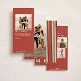 "Antique Stripes" - Holiday Cards in Berry by Robert and Stella - Back of Card Options