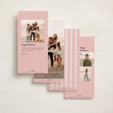 "Classic Six with Stripes" - Holiday Cards in Blush by Jackie Crawford - Back of Card Options