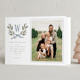 "Holly Monogram" - Holiday Cards in Blue Spruce by Wildfield Paper Co - Folded Card