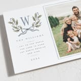 "Holly Monogram" - Holiday Cards in Blue Spruce by Wildfield Paper Co - Detail