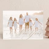 "Scripted" - Holiday Cards in Wheat by Shannon Chen of Four Wet Feet Studio - Front
