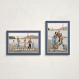 "Skyline" - Holiday Cards in Navy by Wildfield Paper Co - Photo Orientation Options