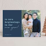 "To New Beginnings" - Holiday Cards in Navy by Mansi Verma - Front