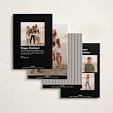 "Striped Border" - Holiday Cards in Linen by Kelly Schmidt - Back of Card Options