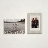 "New Year Happiness" - Holiday Cards in Cotton by Angela Thompson - Photo Orientation Options