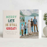 "Merry Late" - Holiday Cards in Cream by Erica Krystek - Folded Card