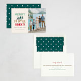 "Merry Late" - Holiday Cards in Cream by Erica Krystek - Assembled
