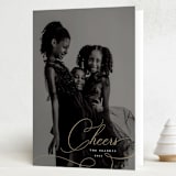 "curved cheers script" - Holiday Cards in Antique Gild by Kamala Nahas - Folded Card