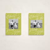 "All Scripts" - Holiday Cards in Lime by Jackie Crawford - Photo Orientation Options