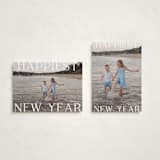 "New Year Happiness" - Holiday Cards in Cotton by Angela Thompson - Photo Orientation Options