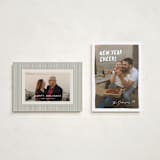 "Casual Cheers" - Holiday Cards in Cotton by Meggy Masters - Photo Orientation Options