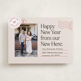"New Here" - Holiday Cards in Cranberry by Shari Margolin - Front