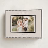 "Striped Border" - Holiday Cards in Linen by Kelly Schmidt - Folded Card