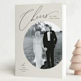 "Cheers Script" - Holiday Cards in Vanilla by Louise Kay - Folded Card