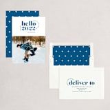 "Hello Yellow" - Holiday Cards in Cobalt by Hooray Creative - Assembled