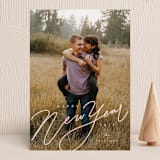 "Chalk Lettering" - Holiday Cards in Blush by Adelyn T. - Front