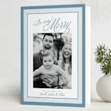 "Merry Striped Frame" - Holiday Cards in Frost by Alston Foster - Folded Card