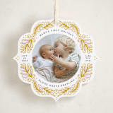 "First Ornament" - Holiday Ornament Cards in Ochre by Genna Blackburn - Front
