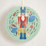 "Nutcracker Ornament" - Holiday Ornament Cards in Frost by Grae - Front