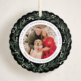 "Full Wreath" - Holiday Ornament Cards in Coal by Everett Paper Goods - Front