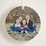 "Christmas Time is Here" - Holiday Ornament Cards in Winter Night by Design Lotus - Front