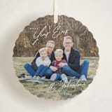 "Christmas Time is Here" - Holiday Ornament Cards in Winter Night by Design Lotus - Front