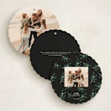 "Christmas Time is Here" - Holiday Ornament Cards in Winter Night by Design Lotus - Back of Card Options