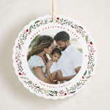 "Petite Botanicals" - Holiday Ornament Cards in Crimson by Susan Moyal - Front