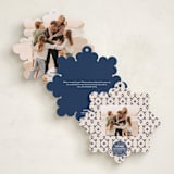 "Ornate" - Holiday Ornament Cards in Navy by Jennifer Lew - Back of Card Options