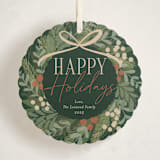 "Botanical Wreath" - Holiday Ornament Cards in Pine Needle by Erin German - Front