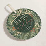 "Botanical Wreath" - Holiday Ornament Cards in Pine Needle by Erin German - Detail