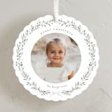 "Evergreen Wreath" - Holiday Ornament Cards in Frost by Itsy Belle Studio - Front