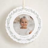 "Evergreen Wreath" - Holiday Ornament Cards in Frost by Itsy Belle Studio - Front