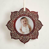 "gentle greenery" - Holiday Ornament Cards in Berry by Anastasia Makarova - Front