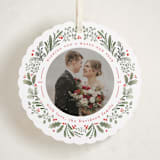 "Ornament Wreathe" - Holiday Ornament Cards in Holly Berry by Mansi Verma - Front