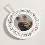 "Ornament Wreathe" - Holiday Ornament Cards in Holly Berry by Mansi Verma - Detail