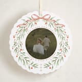 "First Christmas Wreath" - Holiday Ornament Cards in Cider by Susan Zinader - Front