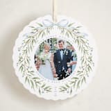 "First Christmas Wreath" - Holiday Ornament Cards in Frost by Susan Zinader - Front