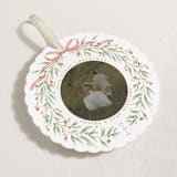 "First Christmas Wreath" - Holiday Ornament Cards in Cider by Susan Zinader - Detail