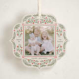 "Flourish Wreath" - Holiday Ornament Cards in Eggnog by Elly - Front