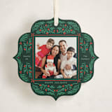 "Flourish Wreath" - Holiday Ornament Cards in Pine by Elly - Front