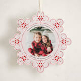 "Snowflake Story" - Holiday Ornament Cards in Candy Cane by Kampai Designs - Front